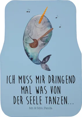 Produktbild von Mr. & Mrs. Panda Automatte Narwal Gitarre - Blau Pastell - Geschenk, Wal, Gespräche, Auto Fußmatte, Teppich, Fürs, Meer, Auto-Fußmatte, Probleme, Tanzen