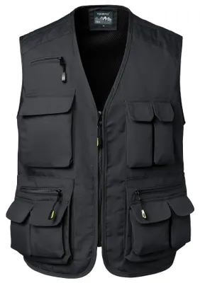 Immagine prodotto di Omgoods - Gilet da lavoro antivento per uomo - Gilet da lavoro multi-tasche senza maniche