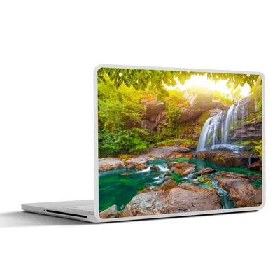 Produktbild von MuchoWow® Laptop Aufkleber Sticker Cover Natur - Wasserfall - Pflanzen - Bäume - Sonne 32.5x23.5 cm - Sticker für Laptop - Selbstklebend