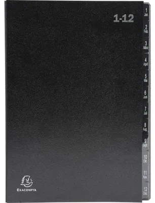 Image de Exacompta 12x Trieur rigide 12 compartiments numériques 24x34cm Noir 57012E
