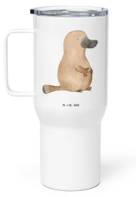 Produktbild von Mr. & Mrs. Panda thermosbecher Schnabeltier Mut - Weiß - Geschenk, Motivation, Kaffee-to-go-Becher, Trinkgefäß, Thermobecher, Teetasse, Lebensweisheit, Meer, Neustart