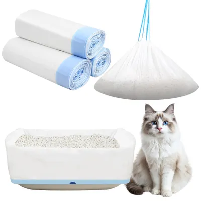 Immagine prodotto di Sacchetti per lettiera per gatti, autopulenti, confezione da 30 pezzi, dimensioni 94 x 45 cm, con cordoncino per la lettiera