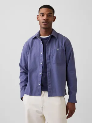 Produktbild von Gap Herren Utility Canvas Hemd in Dunkelblau, Größe XXL, aus Baumwolle-Leinen