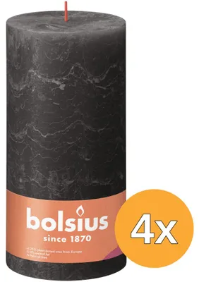 Imagen del producto de 4 velas "Rustiekkaars" de Bolsius, color "Stormygrey" (1 unidad)