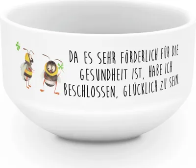 Produktbild von Mr. & Mrs. Panda schale Hummeln Kleeblatt - Weiß - Geschenk, Biene Deko, Gute Laune, Spruch Positiv, Müslischale, bunte, Hummel, Schüssel, Obstschale, Fröhlich