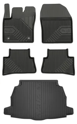 Productafbeelding van Rubberen automatten + kofferbakmat voor Toyota C-HR I 2016-2019 (SUV/crossover) – 5-delig, zwart, op maat – Wielganizator