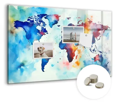 Produktbild von Dekorative Magnettafel 60x40 cm - Magnetwand - für Fotos, Karten und Notizen - Fotowand - Memoboard - Magnetpinnwand - Wanddekoration - Gemalte Karte