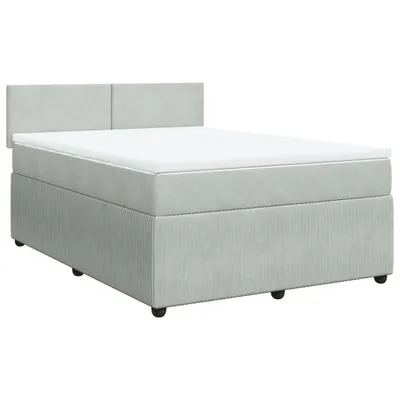 Produktbild von Boxspringbett mit Matratze Hellgrau 160x200 cm Samt