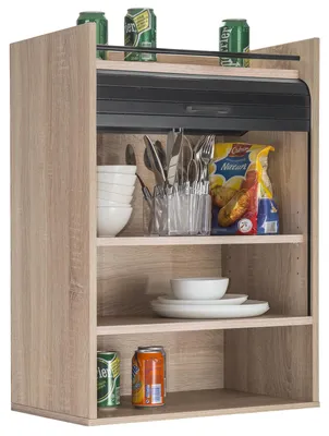 Produktbild von SIMMOB Küchenschrank Oberschrank Schrank Hängeschrank Rollladentür H. 76,6 cm, Farbe:Eiche