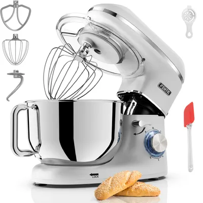 Obrázek produktu pro Kuchyňský robot Fentic 2000 W - hnětač, šlehač, šlehací metla, hnětací hák, míchací hák, 6,2litrová mísa z nerezové oceli, 6 rychlostí, pulzní funkce