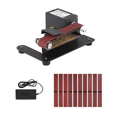 Produktbild von 250 W Mini-Bandschleifer, elektrischer Tischschleifer, Schleifmaschine, 7 Geschwindigkeiten, einstellbare Steuerung, kleiner Schleifer, Schaerfer, Poliermaschine fuer Heimwerker, Holzbearbeitung, Harz, Schmuckherstellung, Messerschaerfer