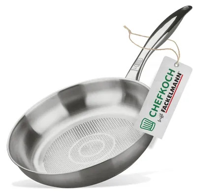 Bratpfanne Ø 24 cm, Edelstahl, Wabenboden, induktionsgeeignet