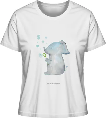 Produktbild von Mr. & Mrs. Panda Basic Shirt Damen Elefant Seifenblasen Größe XL - Weiß - Geschenk, Liebesspruch, Frauen T-Shirt, Elefanten, Lustige Sprüche, Liebe, Oberteil, Heimat