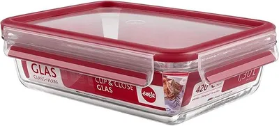 Imagen del producto de Contenedor rectangular de vidrio con sistema de cierre hermético CLIP & CLOSE, capacidad de 1,3 litros