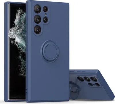 Produktbild von Samsung S22 Ultra Handyhülle, Ring Halter Ständer Kratzfeste Weiche Silikon schutzhülle für Samsung Galaxy S22 Ultra 5G Blau