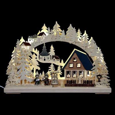 Produktbild von 3D-Schwibbogen Pyramidenhaus (43x30x7cm) von RATAGS Holzdesign
