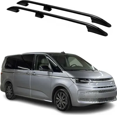 Image de Barres de toit longitudinales pour VW Transporter T7 2024-2025 L1 court Noir 2x