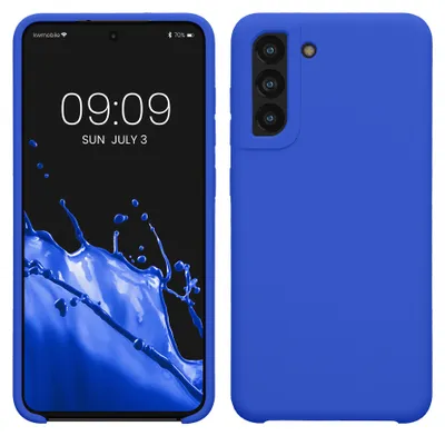 Produktbild von kwmobile Handyhülle für Samsung Galaxy S21 FE Hülle - Case Silikon - Kabelloses Laden - Schutzhülle Cover in Baltik Blau