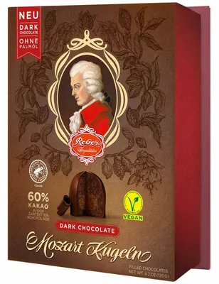 Produktbild von Reber Mozart Kugeln Dark Chocolate Vegan 6er