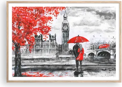 Produktbild von Gerahmtes Poster - Rahmen in heller Eiche - London Architektur big ben - 100x70 cm - Wand Bild - Wanddeko - Wandbilder - Wandposter - Bilderrahmen - Bilder - Kunstdruck - Wandbild - P2NAA100x70-3153