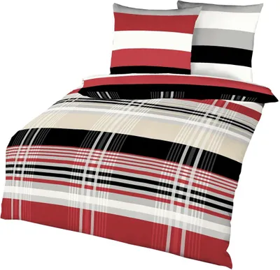 Produktbild von Kaeppel Feinbiber Biber Bettwäsche in 200x200 + 2x 80x80 cm Design 2972 Prime Time Streifen