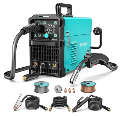 Produktbild von MIG145 Schweißgerät - MIG/MAG TIG MMA 4-in-1 - 220V 145A - Gas & gaslos - Digitales LED-Display - EU-Stecker - Schweißdraht-Set