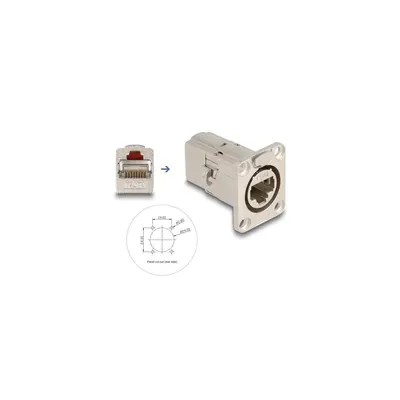 Produktbild von DeLOCK D-Typ RJ45 Einbaubuchse / Kupplung Cat.6A STP Metall, RJ45, RJ45, Silber