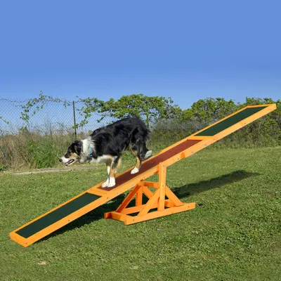 Produktbild von Hundewippe Agility Training, Balancewippe rutschfest, Teeterboard Tannenholz, Naturholz | 180 x 30 x 30 cm | bis 30 kg | 6 kg