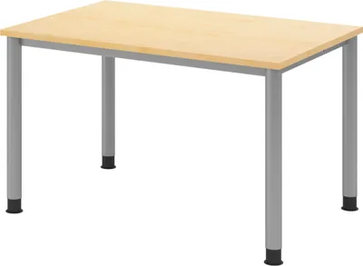 Produktbild von bümö Schreibtisch Serie-H - Nachbildung Ahorn, Gestell: Silber, Größe:  120 x 80 cm