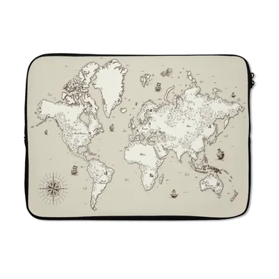 Produktbild von MuchoWow® Laptop Hülle 13 Zoll Weltkarte - Vintage - Antik Laptoptasche - Laptophülle - Sleeve - Rundumschutz