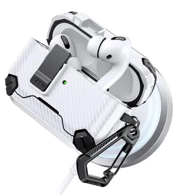 Image de INF Coque rabat de protection compatible avec AirPods Pro et AirPods Pro 2 — PC+TPU, pied support, attache magnétique, charge sans fil