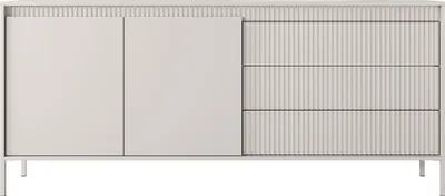 Produktbild von SENSO Kommode 2 Türen, 3 Schubladen, geriffelte MDF-Fronten, Push-to-Open, Beige, 187,1x81,4x39,5 cm