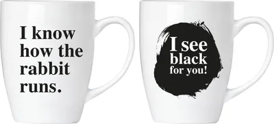 Immagine prodotto di BRUBAKER "So come corre il coniglio. Vedo nero per te!" Set di tazze in ceramica - biglietto d'auguri e confezione regalo
