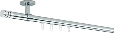 Produktbild von SN Deco Gardinenstange Innenlauf Lille, 19 mm, 1-läufig, Stahl, Komplett-Set mit Ringen, Profildeckentrager, 300 cm, edelstahl optik