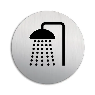 Produktbild von Schild Dusche Bad Ø 100 mm Stärke 1 mm Aluminium Edelstahloptik selbstklebend