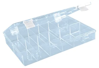 Produktbild von hünersdorff Sortimentskasten: stabile Sortierbox (PS-Classic) mit fester Fachaufteilung (12 Fächer), Sortierkasten-Maße: T225 x B335 x H55 mm,