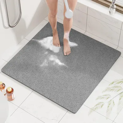 Produktbild von Duschmatte rutschfest 78 x 78 cm PVC Luffa Grau