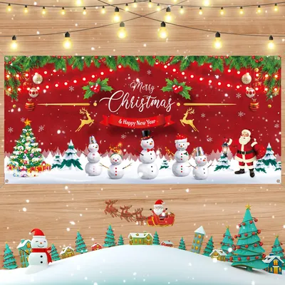 Produktbild von Weihnachtsbanner-Dekoration – Frohe Weihnachten, 180 x 110 cm