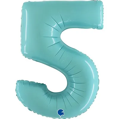Produktbild von Riesenzahl Folienballon 40"/102cm | Pastel Blue Zahl: 5