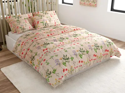 Zdjęcie produktu dla Pościel bawełniana HERBAR BLEND beżowa 70x90 + 140x220