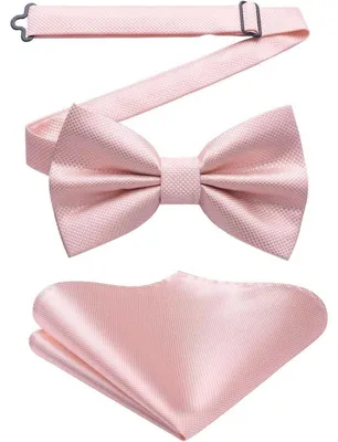 Produktbild von Fliege mit Einstecktuch für Herren, Hellrosa, Verstellbar, Vorgebunden, Polyester-Seide