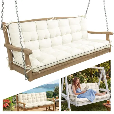 Imagen del producto de Cojín para banco tipo columpio, fabricado en tela Oxford, con respaldo, de 152 x 105 cm, para bancos de terraza