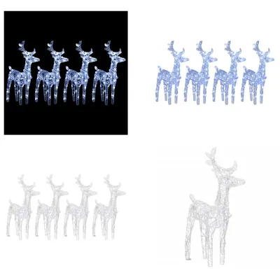 Zdjęcie produktu dla vidaXL Renifer LED 4 szt. Zimny biały 160 LED akryl - Świąteczny renifer - Świąteczny renifer - Podświetlany renifer - Świąteczna dekoracja