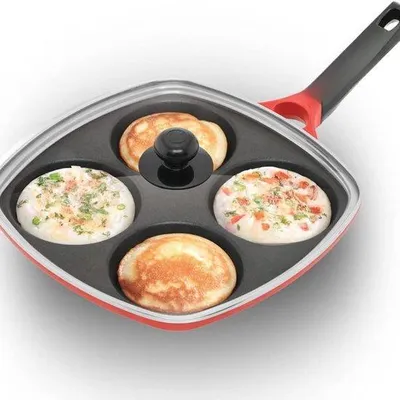 Produktbild von Famanu Snack- und Pfannkuchenpfanne 30 cm mit Glasdeckel - für Mini-Snacks