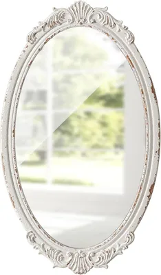 Imagen del producto de Espejo ovalado para pared, estilo antiguo, de 60 x 35 cm, ideal para salón y baño