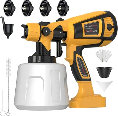 Produktbild von Elektrische Farbspritzpistole - HVLP Lackierpistole - 850 W - 1400 ml Behälter - 4 Düsen, 3 Sprühbilder - 220 V EU-Stecker