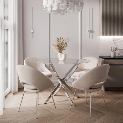 Produktbild von BEIRA runder Tisch, 90 cm, Glasplatte Chrom / Glastischplatte ohne Stühle