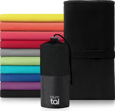 Image de Blumtal Serviette microfibre 200 x 100cm - légère, extra absorbante & séchage rapide, serviette de voyage compacte, serviette de plage & serviette de gym,Noir