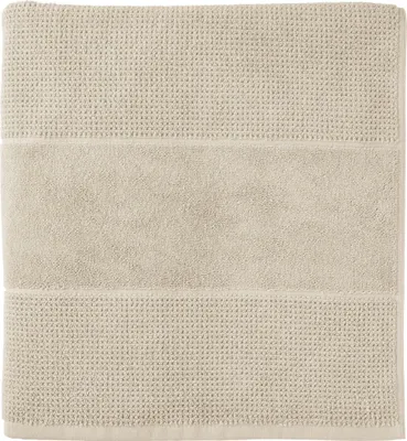 Produktbild von Schiesser Saunatuch Turin | Frottier | angesagte Reiskornoptik | 100% Baumwolle | flauschig, saugstark, farbecht  | Kordelaufhänger | 75x200cm | Helltaupe
