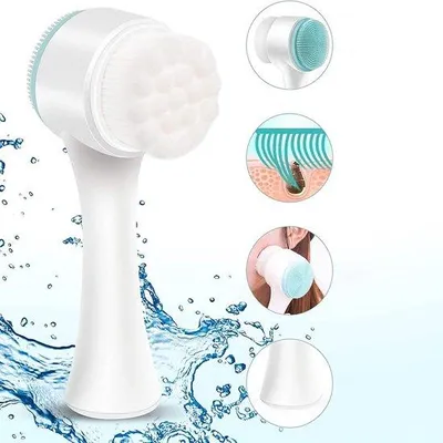 Productafbeelding van 2-in-1 gezichtsreinigingsborstel, met 2 handmatige borstels, siliconen exfoliërende borstel, keratine reinigingssysteem